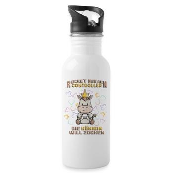 Gaming Design mit esel zocken - Trinkflasche mit integriertem Trinkhalm - Weiß - Rechts