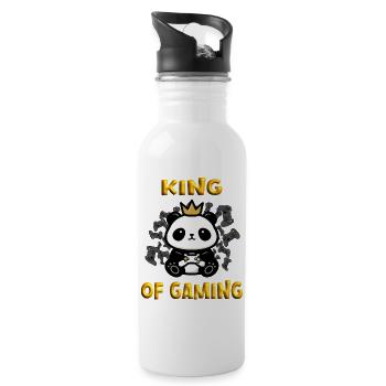 King of Gaming Panda - Water bottle with straw - white - Right