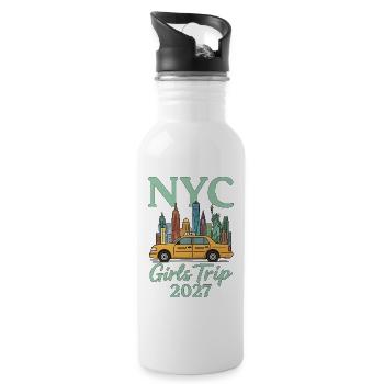 NYC Girls Trip 2027 - Trinkflasche mit integriertem Trinkhalm - Weiß - Rechts