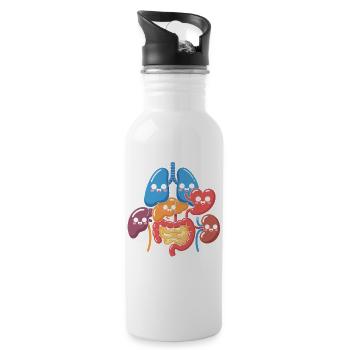 Lustige Verdauungsorgane Cartoon - Trinkflasche mit integriertem Trinkhalm - Weiß - Rechts