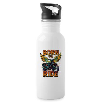 Born to Ride - Motorcycle - Biker - Water bottle with straw - white - Right