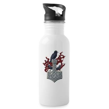 Wikinger Viking Legende Seemann Odin Rabe Kämpfer - Trinkflasche mit integriertem Trinkhalm - Weiß - Rechts