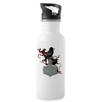 Wikinger Viking Legende Seemann Odin Rabe Kämpfer - Trinkflasche mit integriertem Trinkhalm - Weiß - Rechts