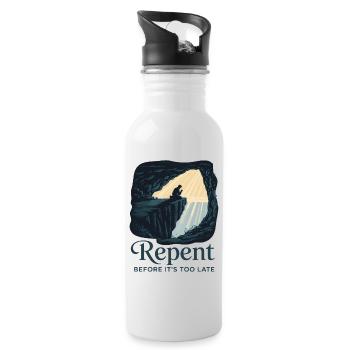 Repent Before It's Too Late - Water bottle with straw - white - Right