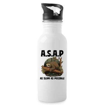 Sloth ASAP As Slow As Possible - Water bottle with straw - white - Right