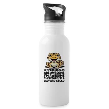 Leopardgekko-Zeichentrick: Fleckiger Talisman - Trinkflasche mit integriertem Trinkhalm - Weiß - Rechts