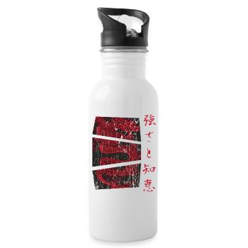 Japanischer Drache Japan Vintage Streetwear - Trinkflasche mit integriertem Trinkhalm - Weiß - Rechts