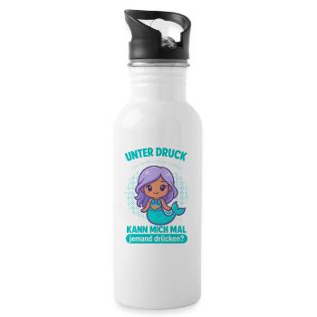 Unter Druck Meerjungfrau - Trinkflasche mit integriertem Trinkhalm - Weiß - Rechts