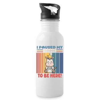 i paused my game to be here - zocken - Water bottle with straw - white - Right