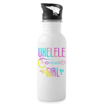 Hawaiian Ukulele Uke Ukulele Girl - Trinkflasche mit integriertem Trinkhalm - Weiß - Rechts
