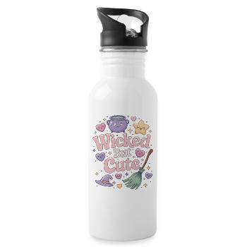 Witchcraft Wicked But Cute Loves Rune Symbols - Trinkflasche mit integriertem Trinkhalm - Weiß - Rechts