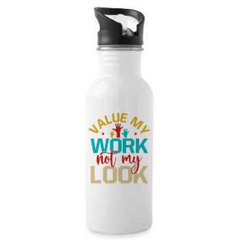 Social Worker Quote Value My Work Not Look Social - Trinkflasche mit integriertem Trinkhalm - Weiß - Rechts