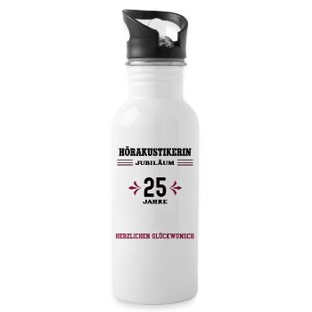 Hearing aid acoustician 25th anniversary 25th acoustician - Water bottle with straw - white - Right