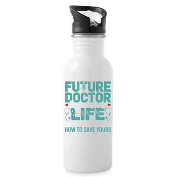 Future Physician Lifesaver Saying - Water bottle with straw - white - Right