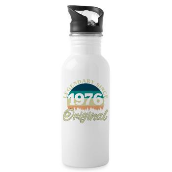 1976 Vintage Retro Original Geburtstagsgeschenk - Trinkflasche mit integriertem Trinkhalm - Weiß - Rechts