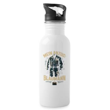 Mein Anzug Blaumann, monteur spruch - Trinkflasche mit integriertem Trinkhalm - Weiß - Rechts