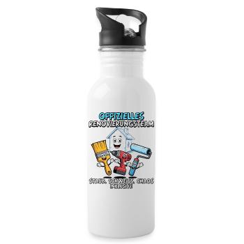 Official Renovation Team Funny DIYer - Water bottle with straw - white - Right