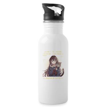 Anime Girl liebt Katzen – Cute Otaku Design - Trinkflasche mit integriertem Trinkhalm - Weiß - Rechts