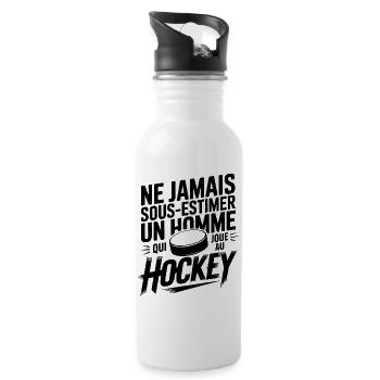 Never Underestimate Hockey - Water bottle with straw - white - Right