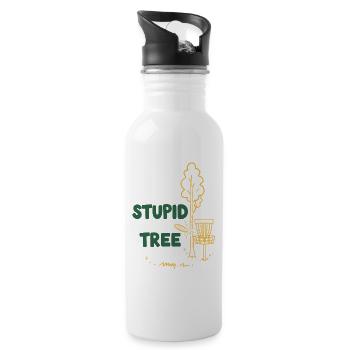 Blöder Baum lustiger Discgolfer Frisbee Golf - Trinkflasche mit integriertem Trinkhalm - Weiß - Rechts