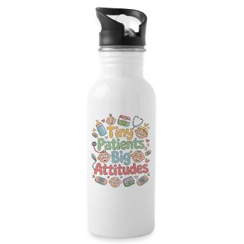 Pediatric Nurse Tiny Patients Big Registered Nurse - Water bottle with straw - white - Right