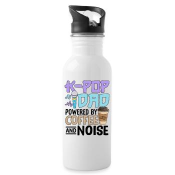 K Pop Dad Powered By Coffee And Noise - Water bottle with straw - white - Right