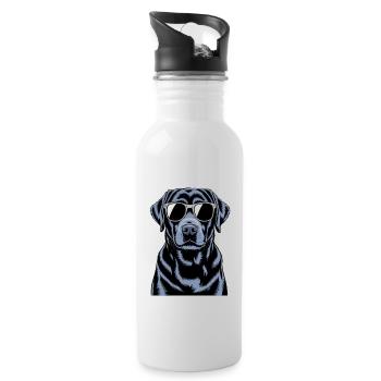 Labrador noir - Gourde avec paille intégrée - blanc - Droite
