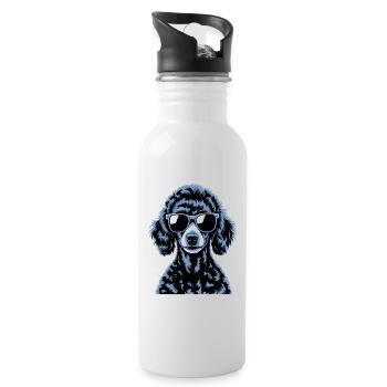 Caniche noir - Gourde avec paille intégrée - blanc - Droite