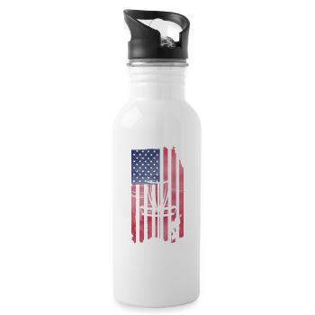 Disc Golf USA Flagge - Trinkflasche mit integriertem Trinkhalm - Weiß - Rechts