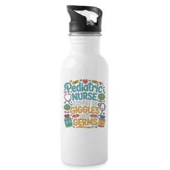 Pediatric Nurse Expert In Giggles And Healthcare - Water bottle with straw - white - Right