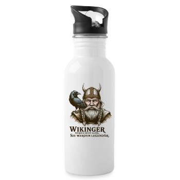 Wikinger Viking Legende Seemann Odin Rabe Kämpfer - Trinkflasche mit integriertem Trinkhalm - Weiß - Rechts
