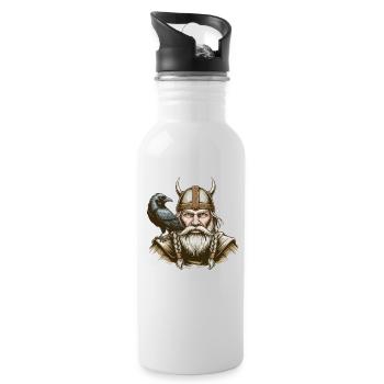 Viking Viking Legend Sailor Odin Raven Fighter - Water bottle with straw - white - Right