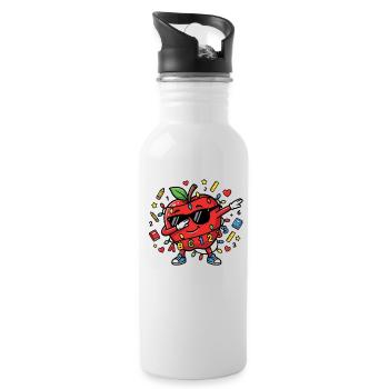 Dabbing Apple 100 Days Of School Dabbing Apple - Trinkflasche mit integriertem Trinkhalm - Weiß - Rechts