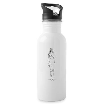 Elegant Nude Drawing Female Silhouette - Water bottle with straw - white - Right