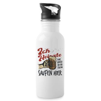JGA Partnerlook Junggesellenabschied Bier Saufen - Trinkflasche mit integriertem Trinkhalm - Weiß - Rechts