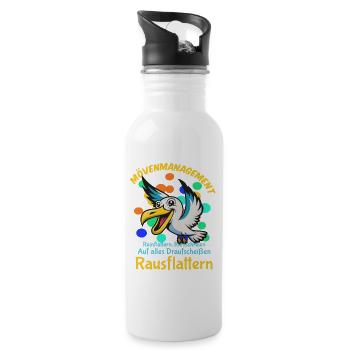 Mövenmanagement kompetenter Kollegen - Trinkflasche mit integriertem Trinkhalm - Weiß - Rechts