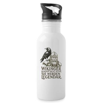 Wikinger Viking Legende Seemann Odin Rabe Kämpfer - Trinkflasche mit integriertem Trinkhalm - Weiß - Rechts