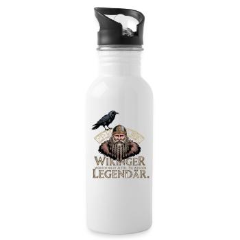 Viking Viking Legend Sailor Odin Raven Fighter - Water bottle with straw - white - Right