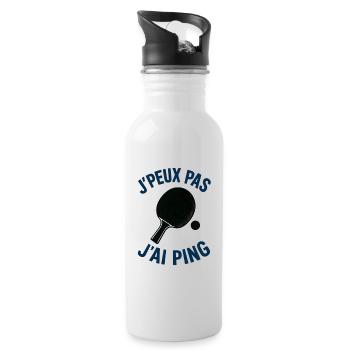 Ich kann nicht, ich ping. - Trinkflasche mit integriertem Trinkhalm - Weiß - Rechts