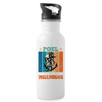 Baltic Sea Holiday POEL AM IM INSEL MODUS Lustig - Water bottle with straw - white - Right