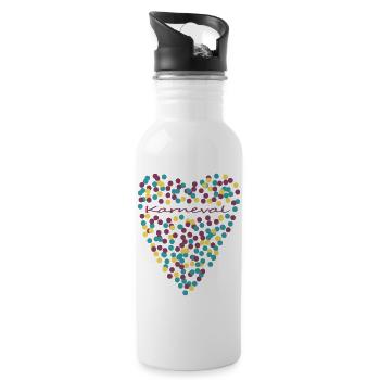 Karneval mit Herz - Trinkflasche mit integriertem Trinkhalm - Weiß - Rechts
