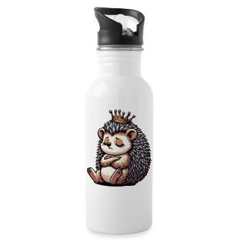 Igel Igelliebhaber Igelbesitzer Igelhalter Stachel - Trinkflasche mit integriertem Trinkhalm - Weiß - Rechts