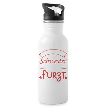 Ich liebe meine Schwester Furzt Furzen Pupsen - Trinkflasche mit integriertem Trinkhalm - Weiß - Rechts