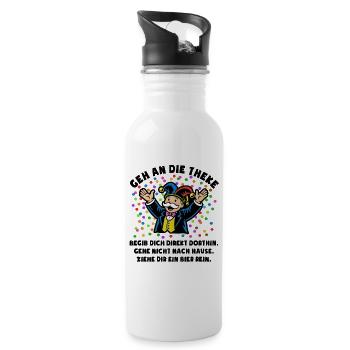 Jubel | Konfetti | Geh an die Theke | Kostüm - Trinkflasche mit integriertem Trinkhalm - Weiß - Rechts