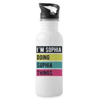 I’m Sophia Doing Sophia Things Retro Colors - Water bottle with straw - white - Right
