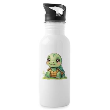 Tortue Câline Soleil - Gourde avec paille intégrée - blanc - Droite