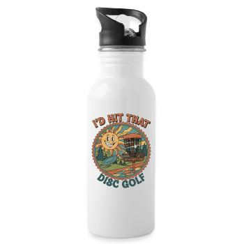 Id Hit That Disc Golf Funny Disc Golfer Flying - Water bottle with straw - white - Right