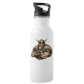 Viking Viking Legend Sailor Odin Raven Fighter - Water bottle with straw - white - Right