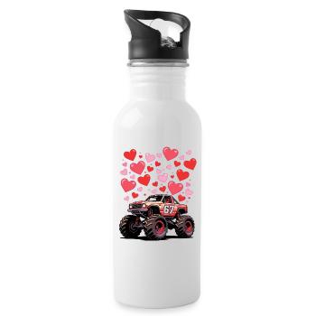Camion monstre Love Hearts - Gourde avec paille intégrée - blanc - Droite