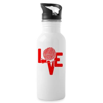 Love Yarn Funny Crochet Knitting Humor Lovers - Trinkflasche mit integriertem Trinkhalm - Weiß - Rechts